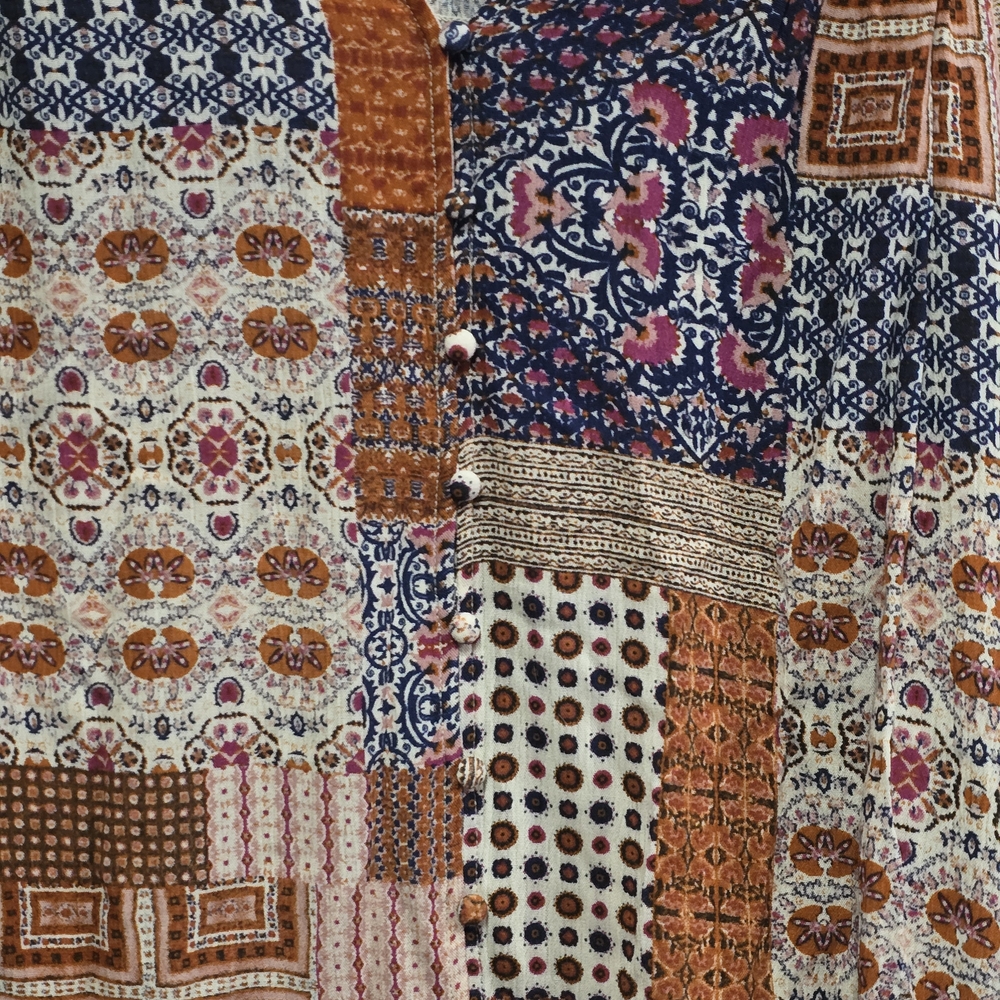 Rose + Olive, Patchwork Multicolored Rayon Button… - image 5